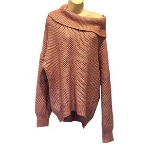 Juicy Couture Black Label Dusty Pink Cowlneck Turtle Neck Slouchy Sweater